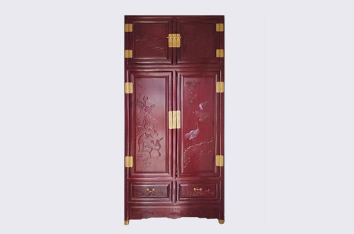 淮北高端中式家居装修深红色纯实木衣柜